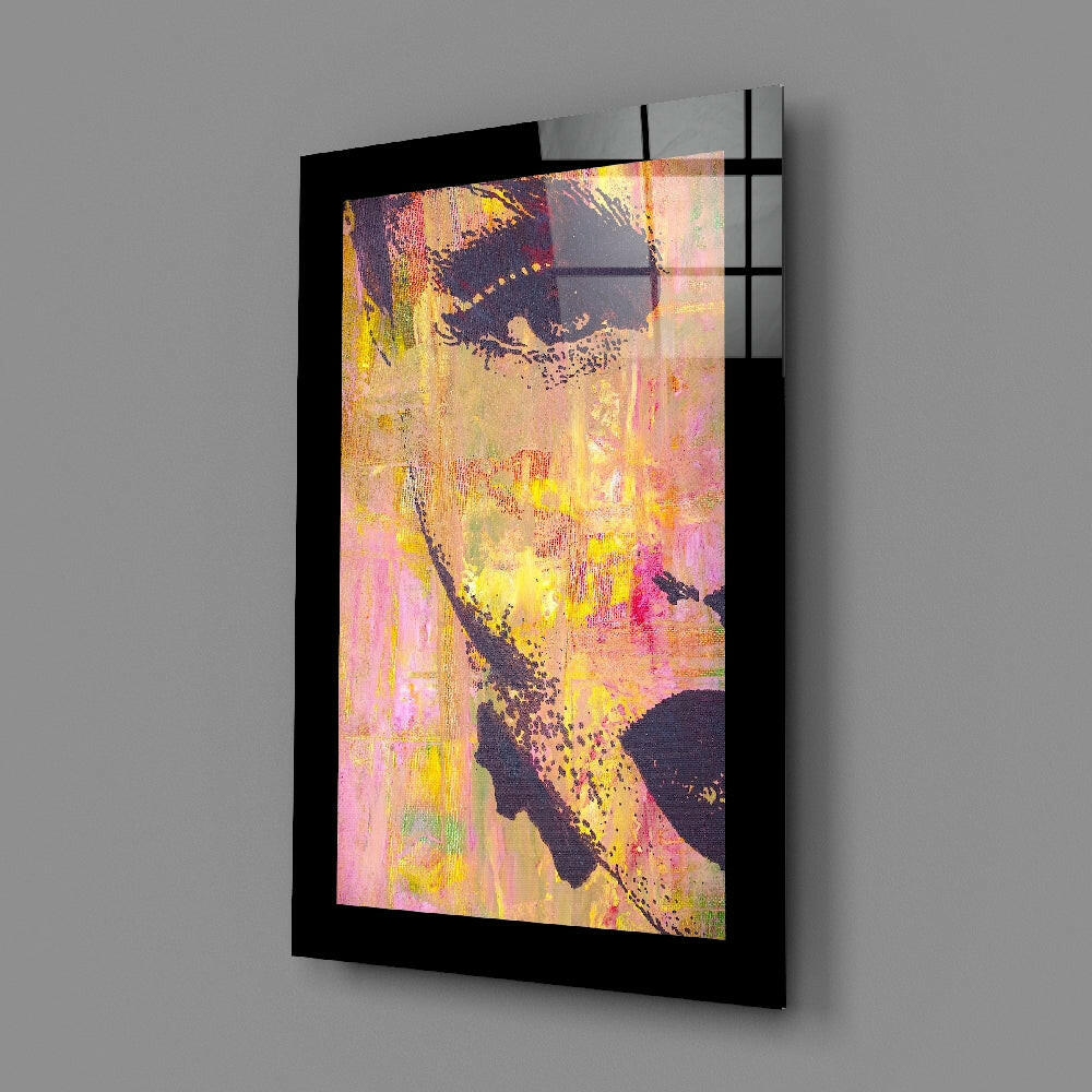 Golden Pink Abstract Woman Glass Wall Art