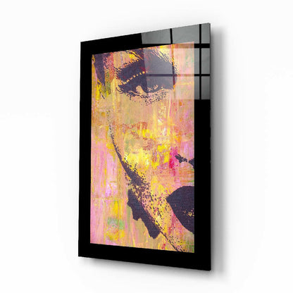 Golden Pink Abstract Woman Glass Wall Art
