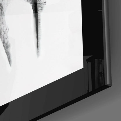 Charcoal Sketch Elephant Portrait Glass Wall Art