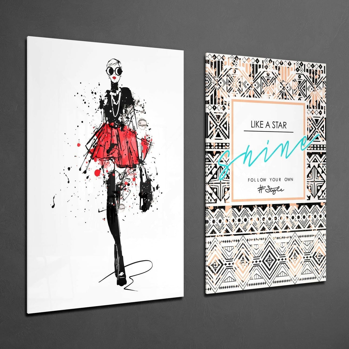 Follow Your Own Style 2 Pieces Combine Glass Wall Art