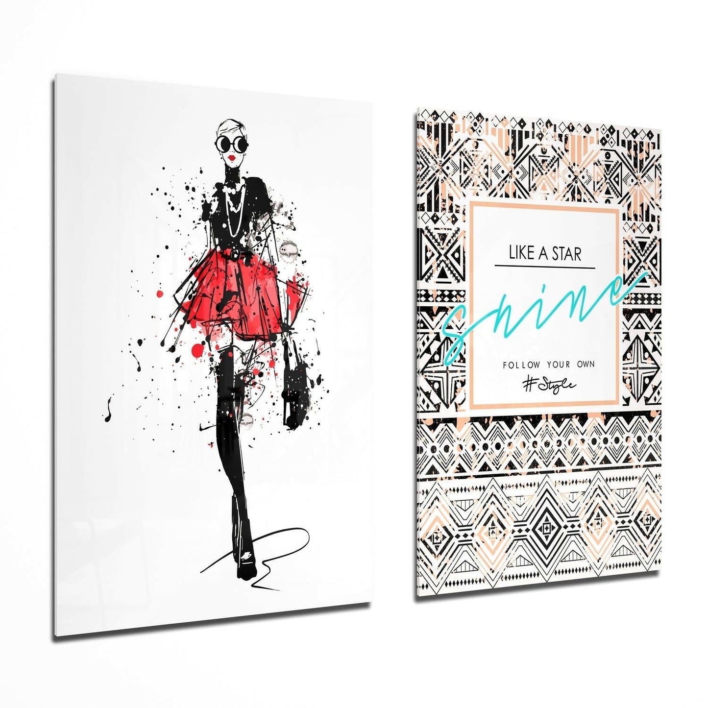 Follow Your Own Style 2 Pieces Combine Glass Wall Art
