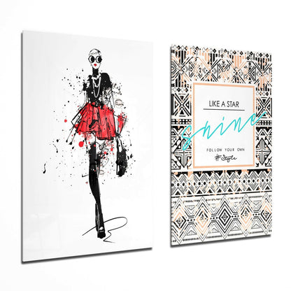 Follow Your Own Style 2 Pieces Combine Glass Wall Art