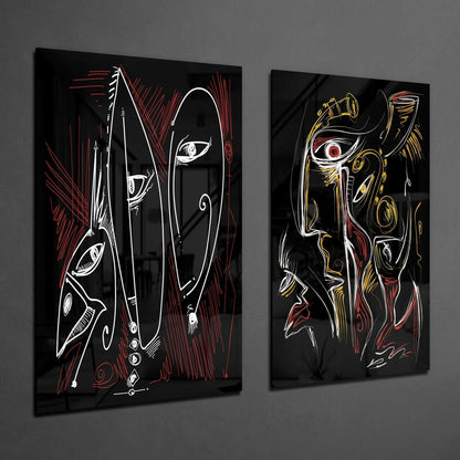 The Style of Cubism 2 Pieces Combine Glass Wall Art