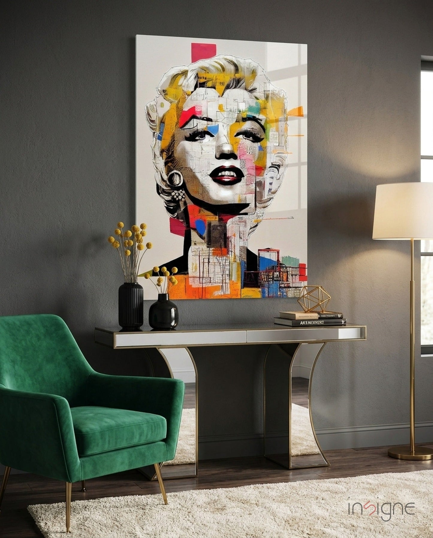 Blonde Icon Abstract Collage Glass Wall Art