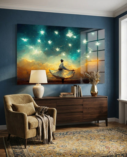 Whirling Dervish Starry Sky Glass Wall Art
