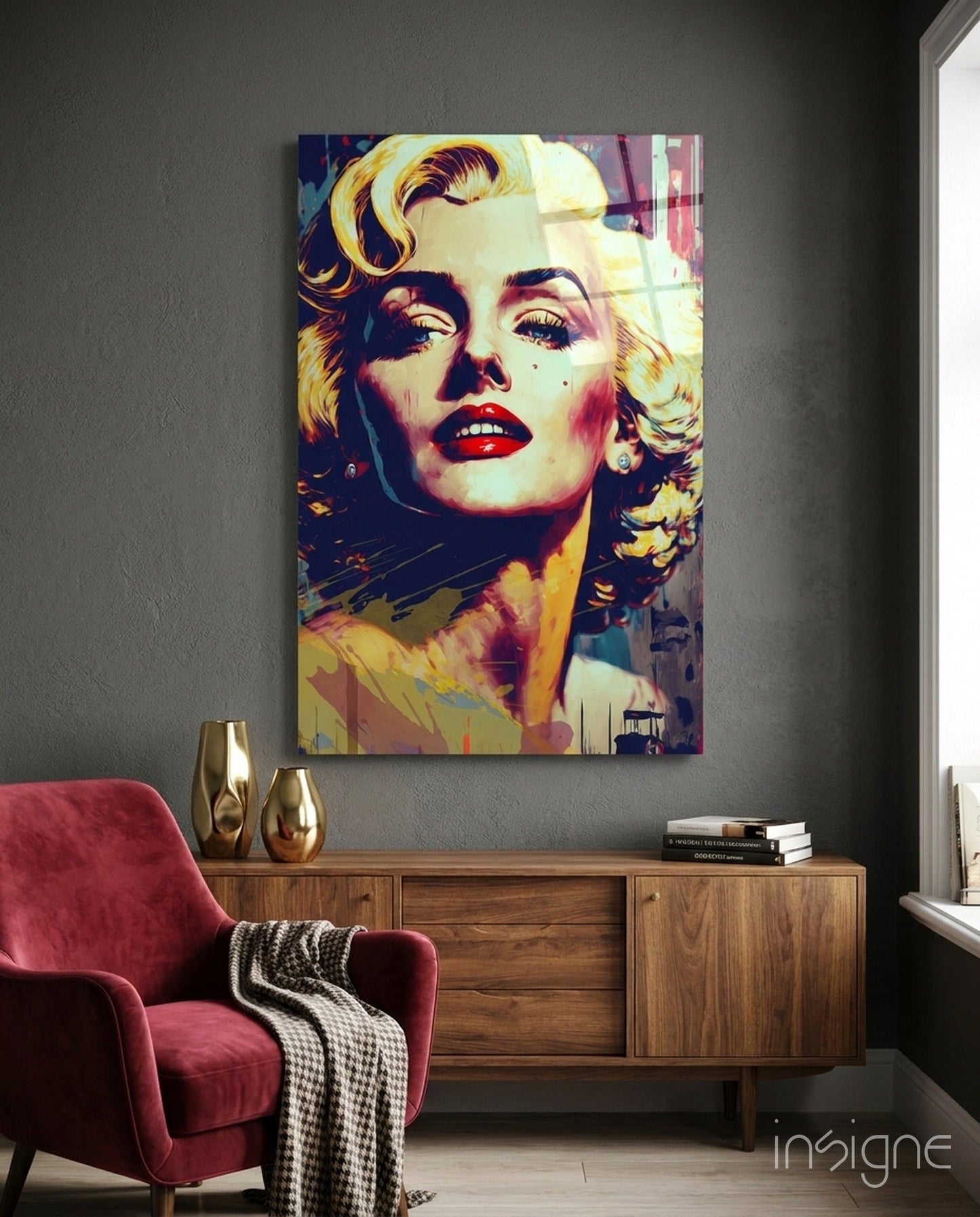 Blonde Starlet Pop Portrait Glass Wall Art