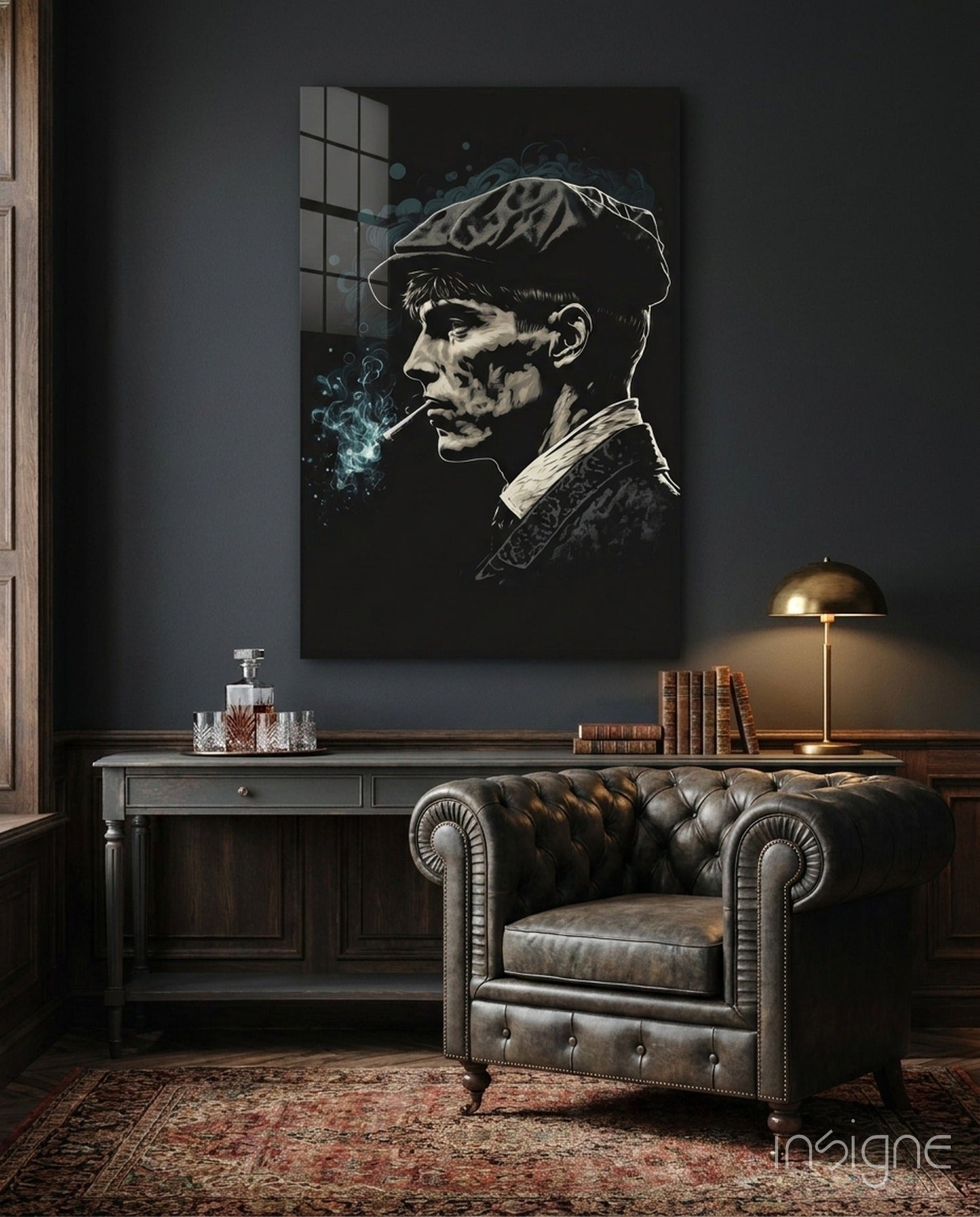 Newsboy Cap Gangster Glass Wall Art  || Designer Collection