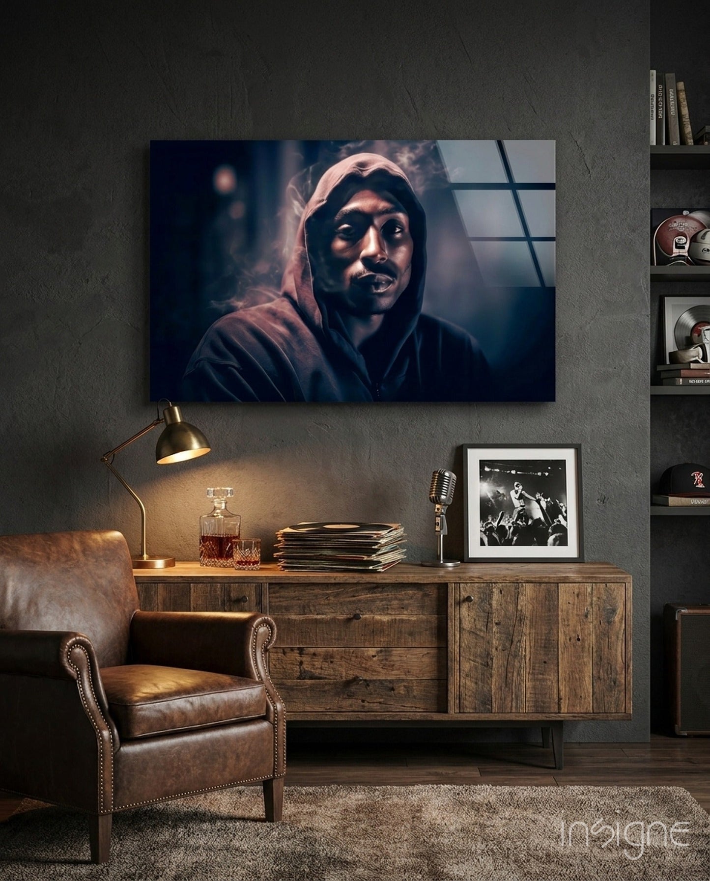 Dark Night Street Hoodie Rapper Glass Wall Art