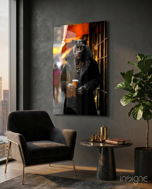 Java the Leopard Glass Wall Art || Designer's Collection