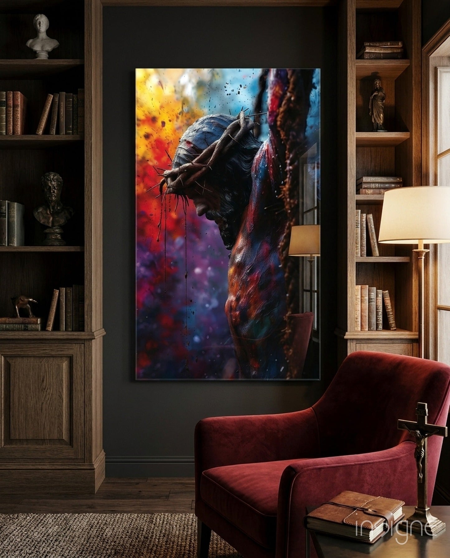 Crown Of Thorns Colorful Splatter Glass Wall Art