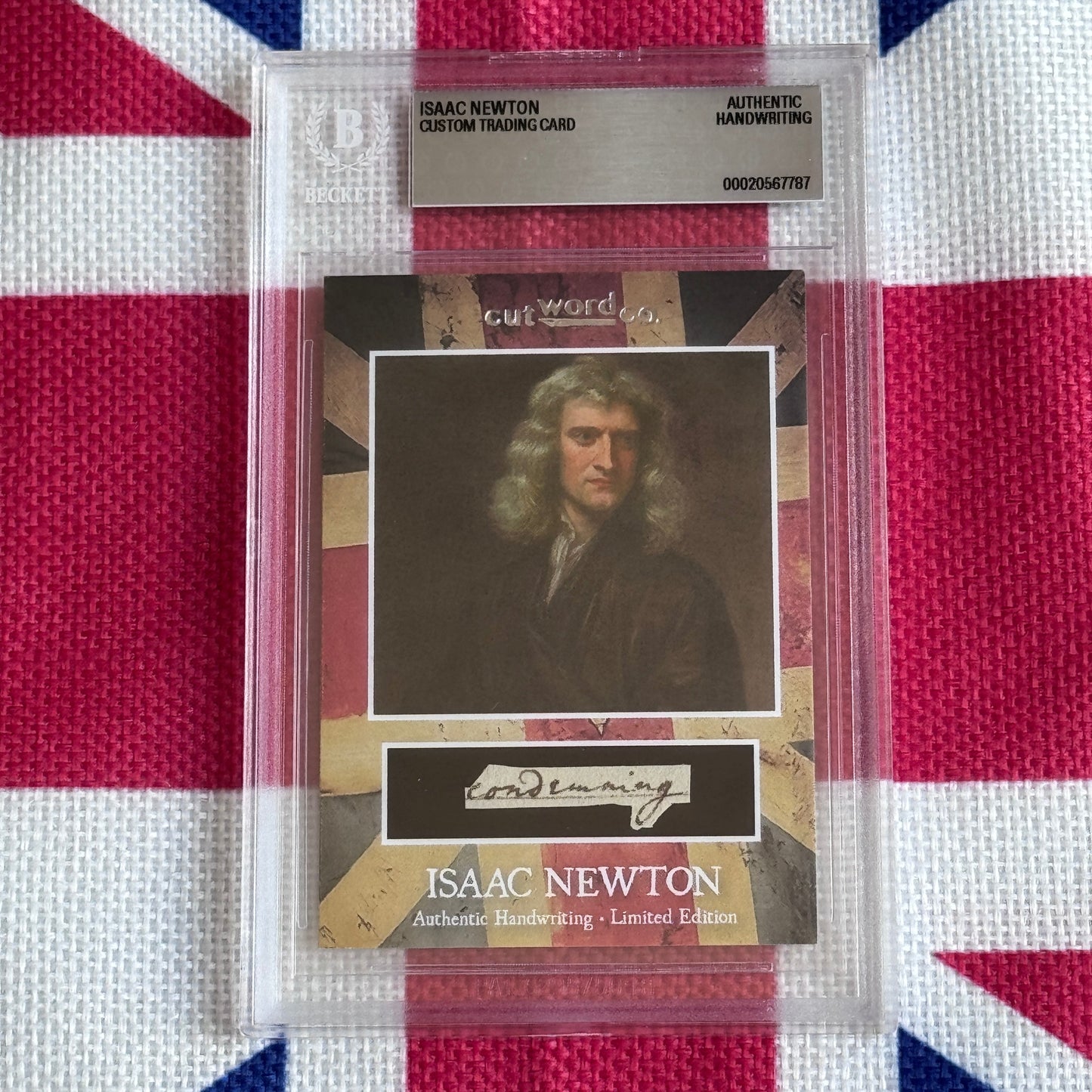Isaac Newton Beckett Encapsulated Handwriting Removed from an Autograph Manuscript