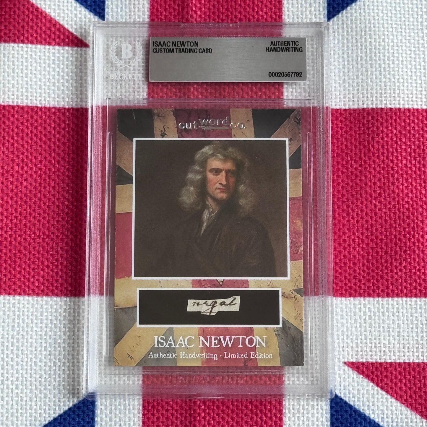 Isaac Newton Beckett Encapsulated Handwriting Removed from an Autograph Manuscript