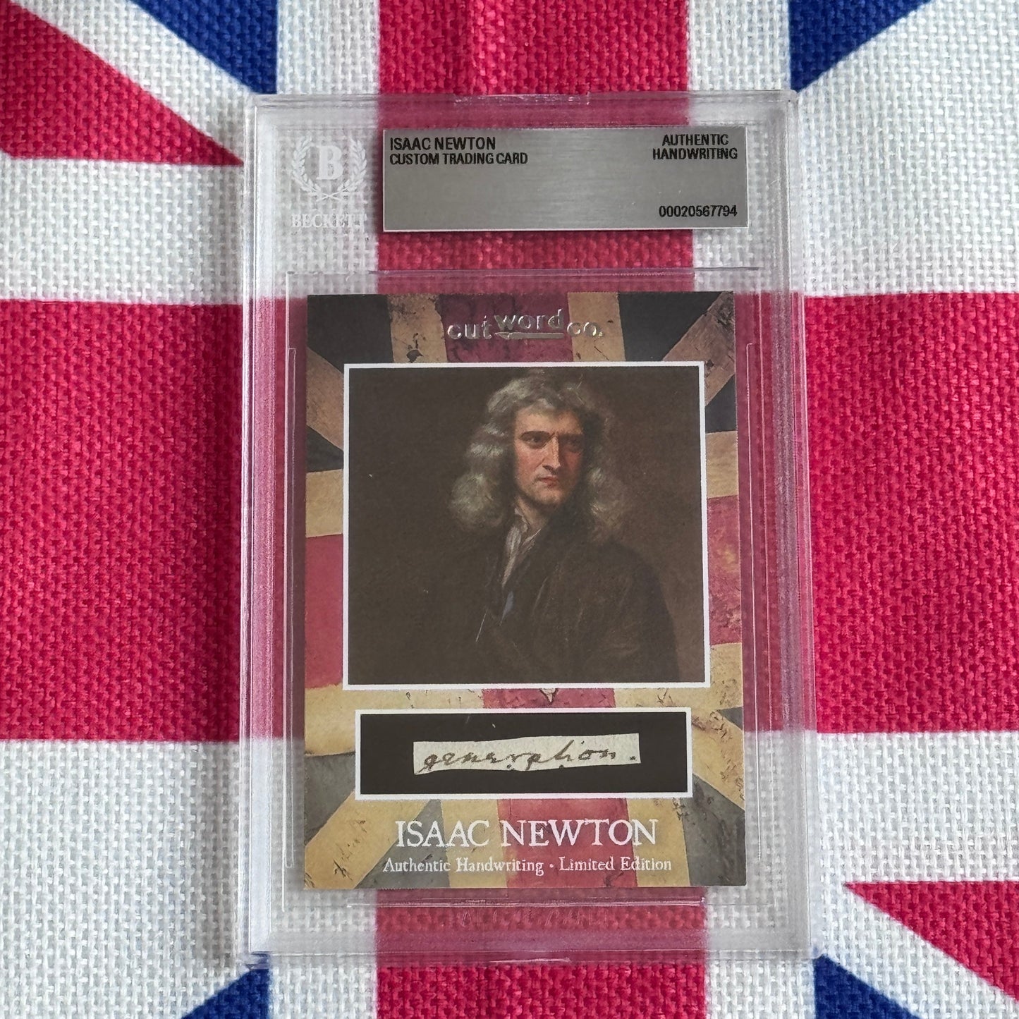 Isaac Newton Beckett Encapsulated Handwriting Removed from an Autograph Manuscript