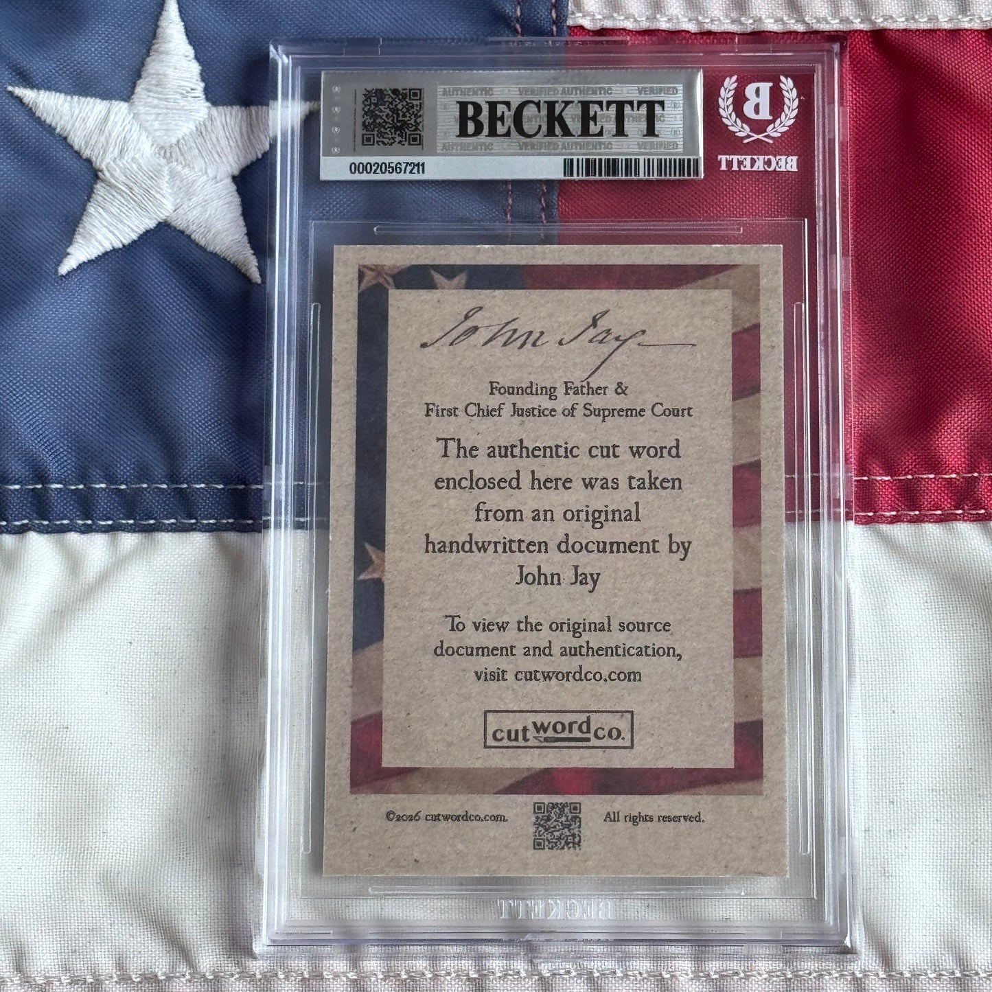 John Jay Beckett Encapsulated Handwriting Removed from an Autograph Letter Signed