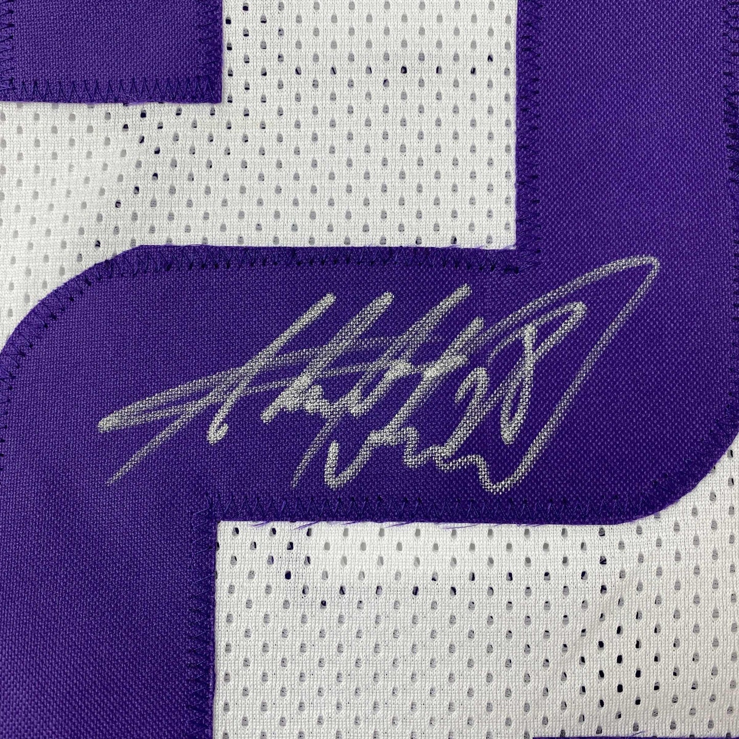 Autographed/Signed Adrian Peterson Minnesota White Football Jersey JSA COA