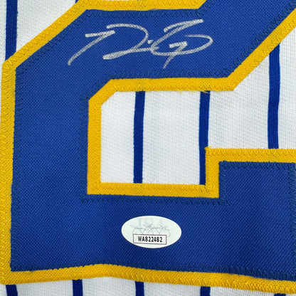 Autographed/Signed Prince Fielder Milwaukee White Pinstripe Baseball Jersey JSA COA