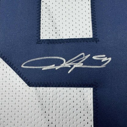 Autographed/Signed Aidan Hutchinson Michigan White College Football Jersey