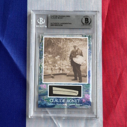 Front view of a sealed Beckett slab showing a sepia photo of a bearded man holding a palette.