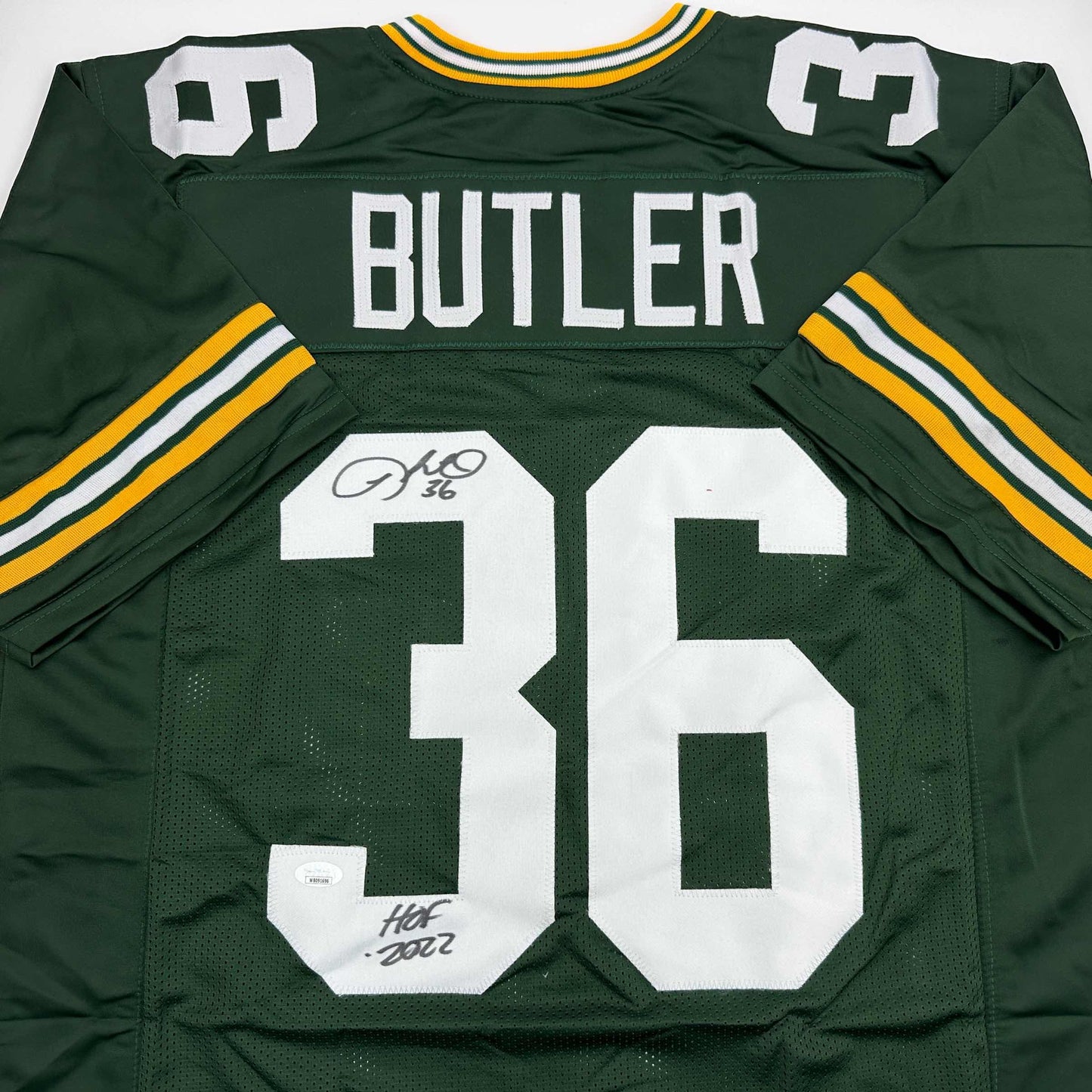 Autographed/Signed Leroy Butler HOF 2022 Green Bay Green Football Jersey JSA COA