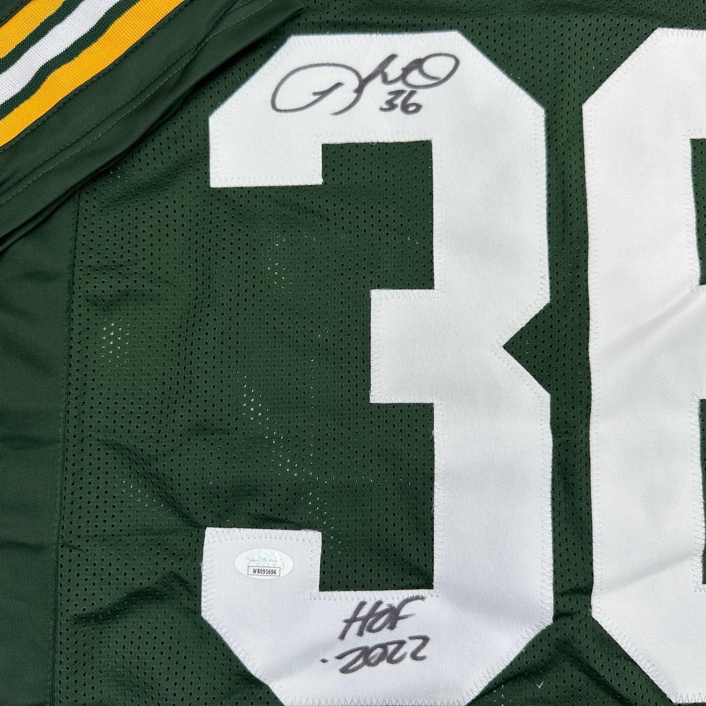 Autographed/Signed Leroy Butler HOF 2022 Green Bay Green Football Jersey JSA COA