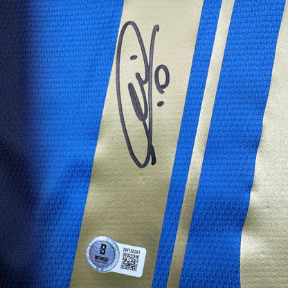 Autographed/Signed Francesco Totti Italy Blue Soccer Jersey Beckett BAS COA