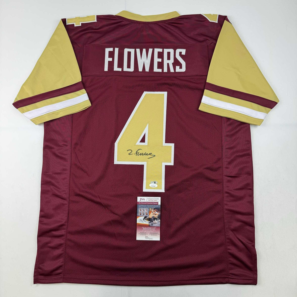Autographed Zay Flowers Boston College Maroon Football Jersey Beckett BAS COA