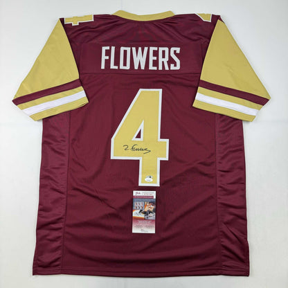 Autographed Zay Flowers Boston College Maroon Football Jersey Beckett BAS COA
