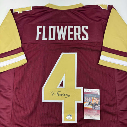Autographed Zay Flowers Boston College Maroon Football Jersey Beckett BAS COA