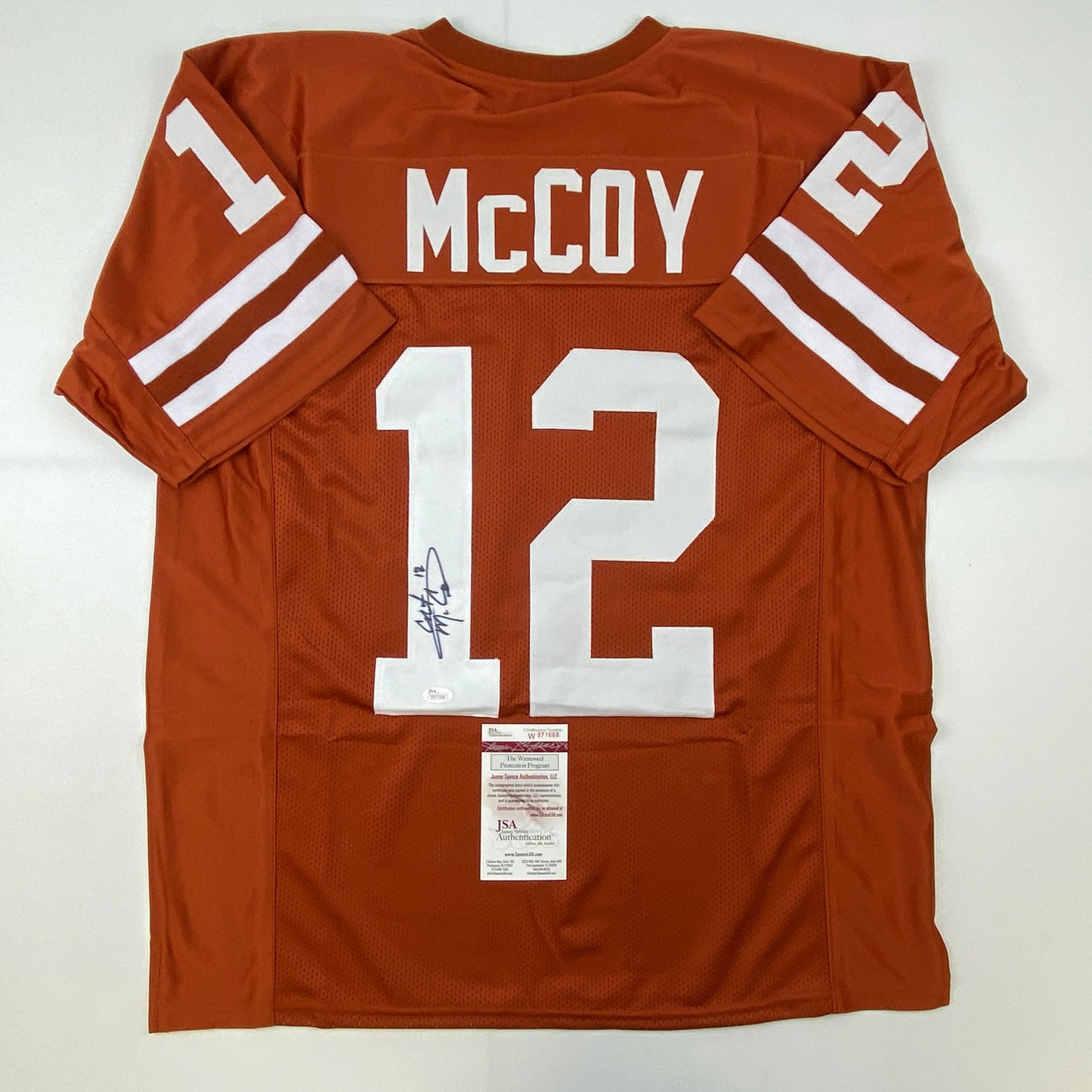 Autographed Colt McCoy Texas Orange College Football Jersey JSA COA