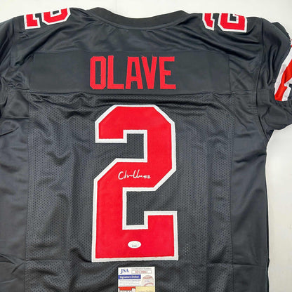 Autographed Chris Olave Ohio State Black College Jersey