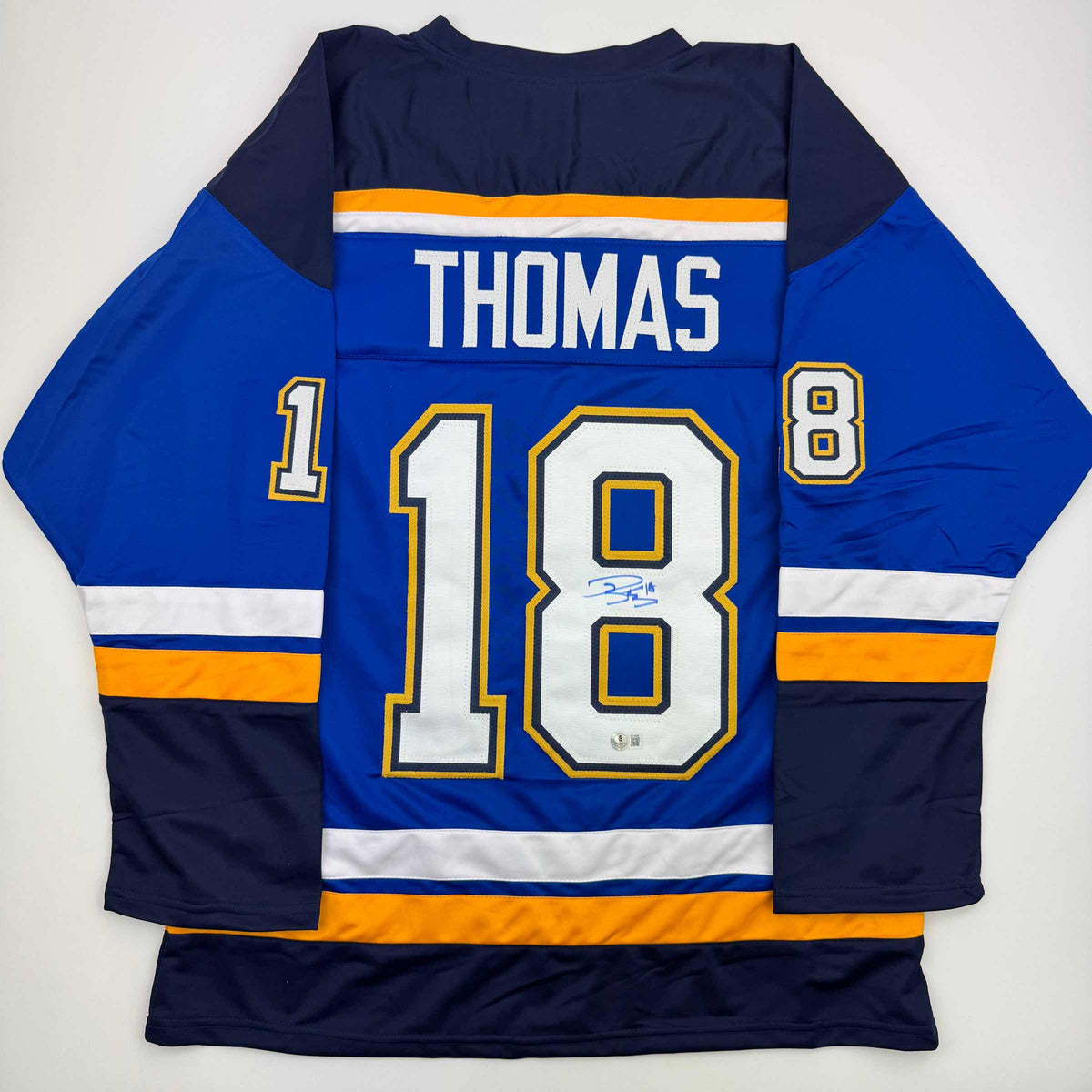 Autographed/Signed Robert Thomas St. Louis Blues Blue Hockey Jersey Beckett BAS COA