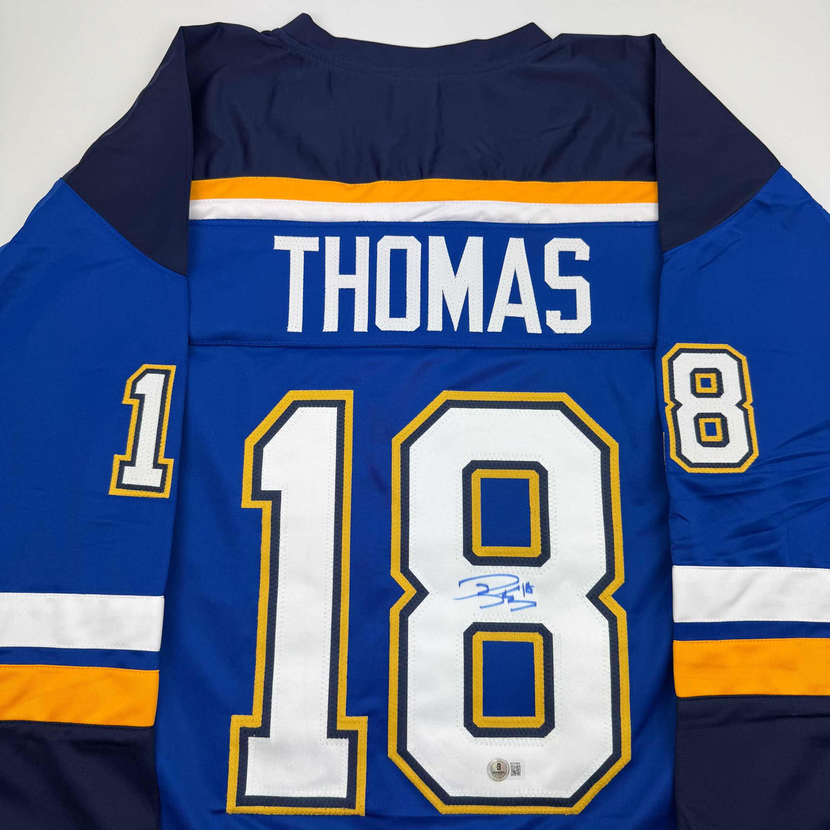 Autographed/Signed Robert Thomas St. Louis Blues Blue Hockey Jersey Beckett BAS COA