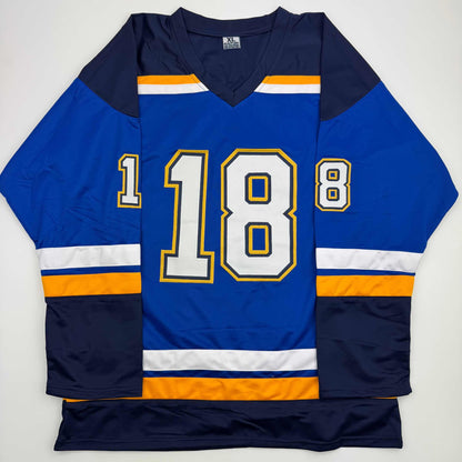 Autographed/Signed Robert Thomas St. Louis Blues Blue Hockey Jersey Beckett BAS COA