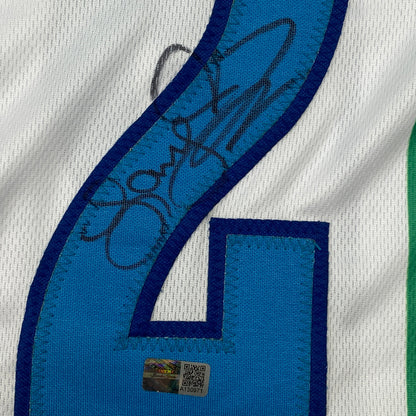 Autographed/Signed Larry Johnson Charlotte White Basketball Jersey