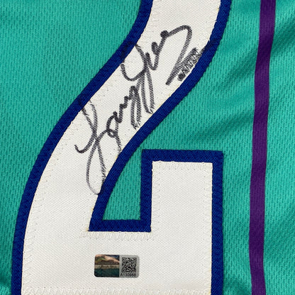 Autographed/Signed Larry Johnson Charlotte Teal Basketball Jersey
