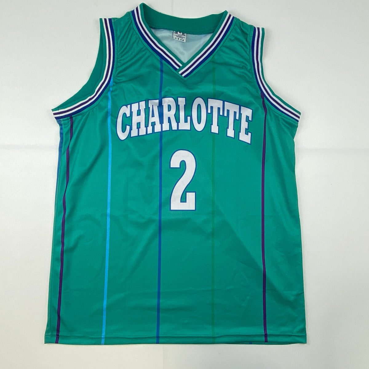 Autographed/Signed Larry Johnson Charlotte Teal Basketball Jersey