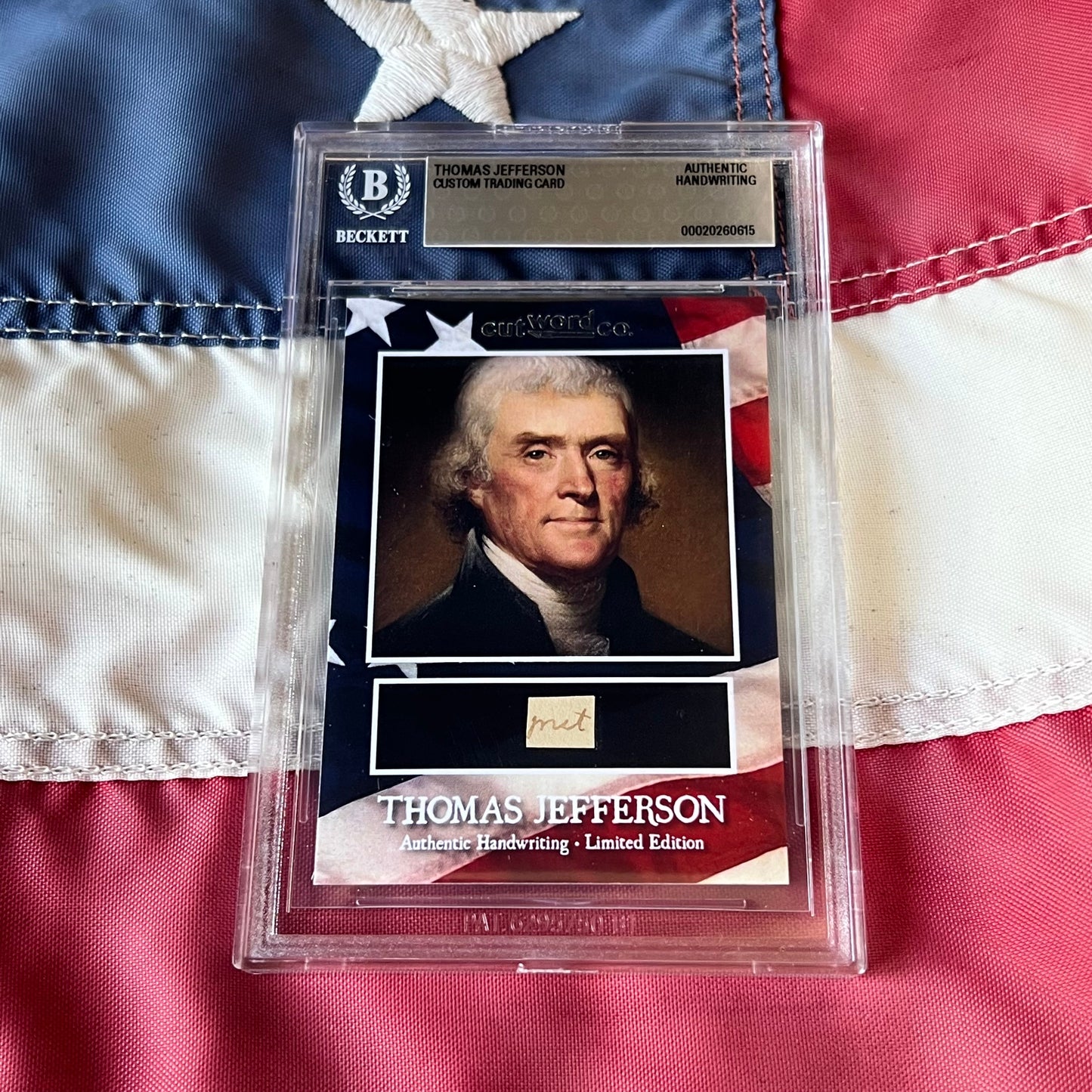 Thomas Jefferson Handwritten Word Cut from An Autograph Letter Signed Beckett BAS