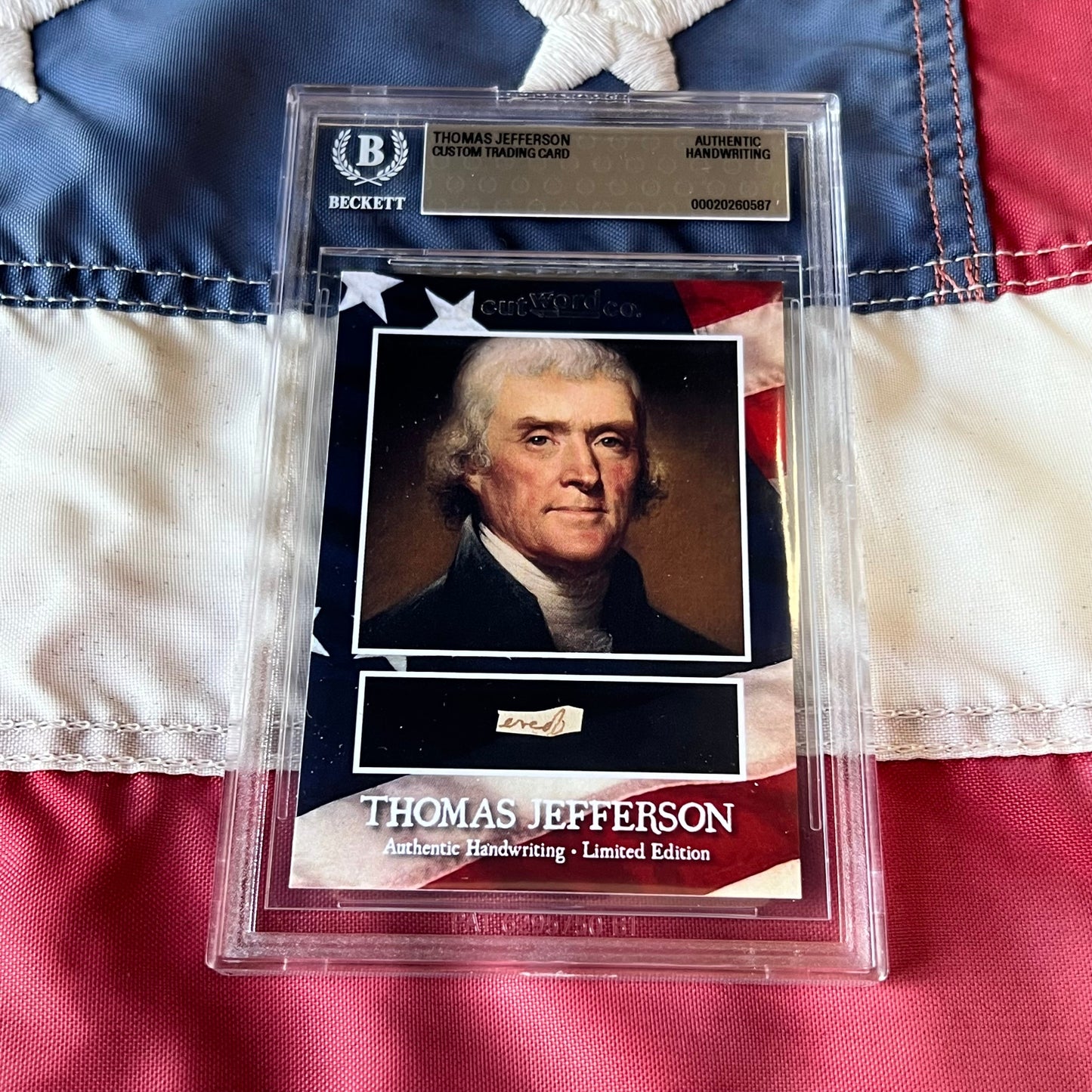 Thomas Jefferson Handwritten Word Cut from An Autograph Letter Signed Beckett BAS