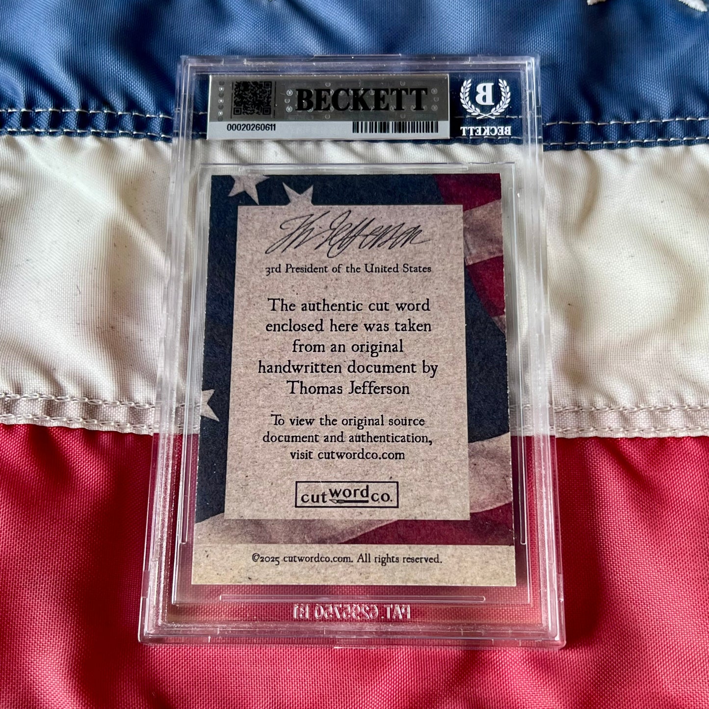 Thomas Jefferson Handwritten Word Cut from An Autograph Letter Signed Beckett BAS