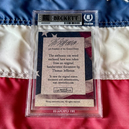 Thomas Jefferson Handwritten Word Cut from An Autograph Letter Signed Beckett BAS