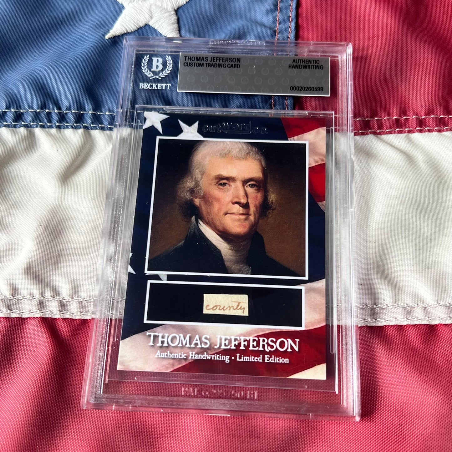 Thomas Jefferson Handwritten Word Cut from An Autograph Letter Signed Beckett BAS