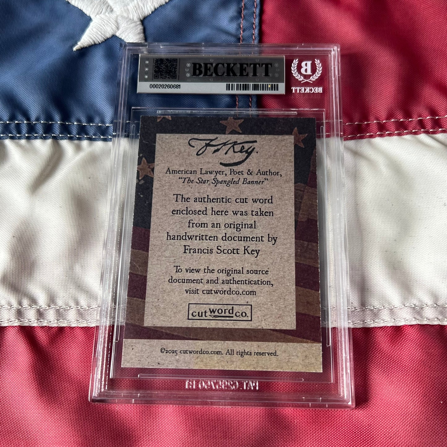 Francis Scott Key Handwritten Word Cut from An Autograph Letter Signed Beckett BAS