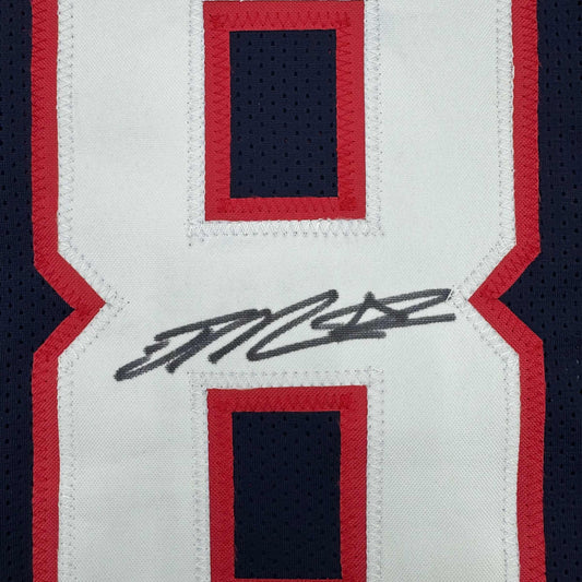 Framed Autographed Joe Mixon 35x39 Houston Blue Football Jersey JSA COA | Certified Authentic Signed Memorabilia | vintageantiquesgifts.com