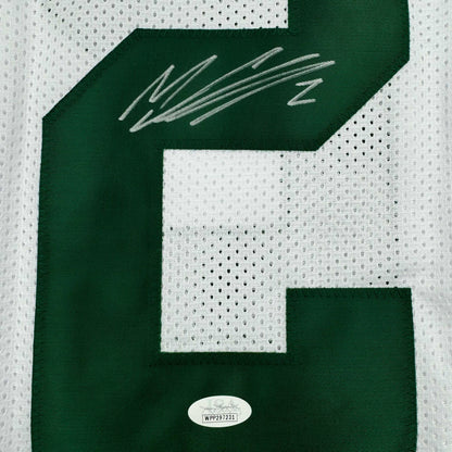 Framed Autographed/Signed Mason Crosby Green Bay White Football Jersey JSA COA
