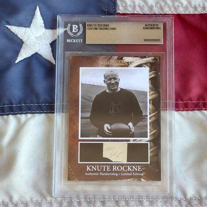 Knute Rockne Beckett Encapsulated Handwriting Removed from his Notre Dame Textbook Signed
