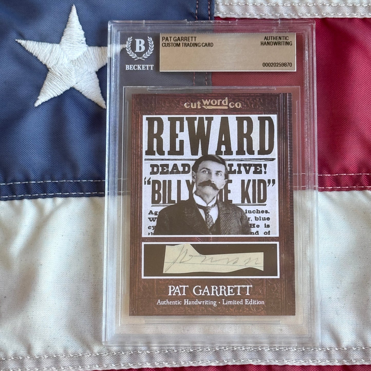 Pat Garrett Beckett Encapsulated Handwriting Removed from an Autograph Letter Signed
