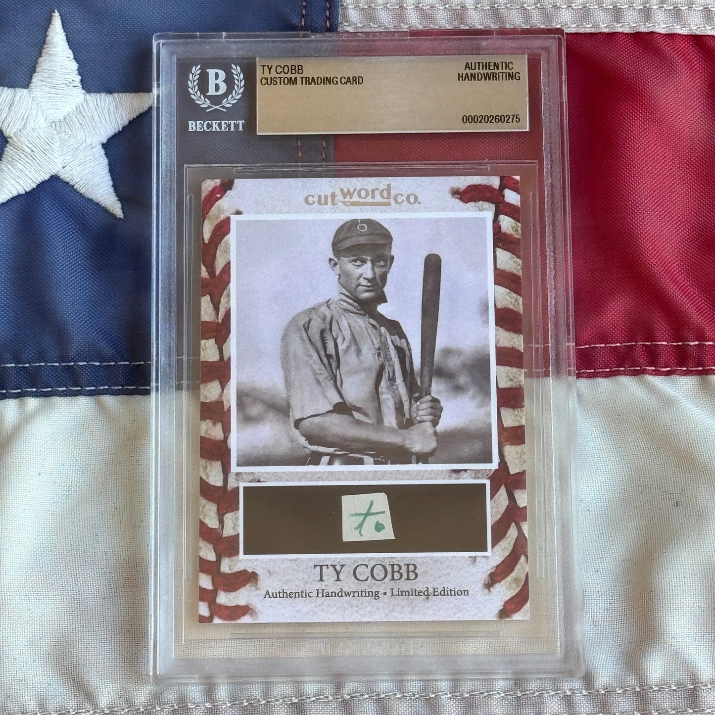 Ty Cobb Beckett Encapsulated Handwriting Removed from an Autograph Letter Signed
