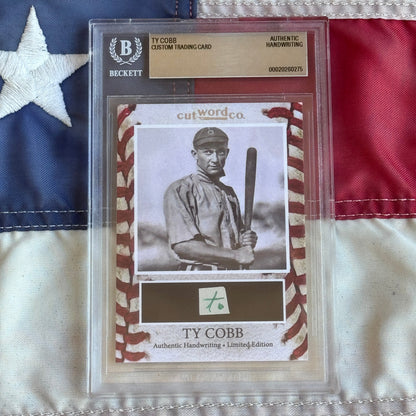 Ty Cobb Beckett Encapsulated Handwriting Removed from an Autograph Letter Signed