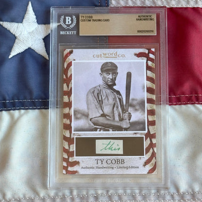 Ty Cobb Beckett Encapsulated Handwriting Removed from an Autograph Letter Signed