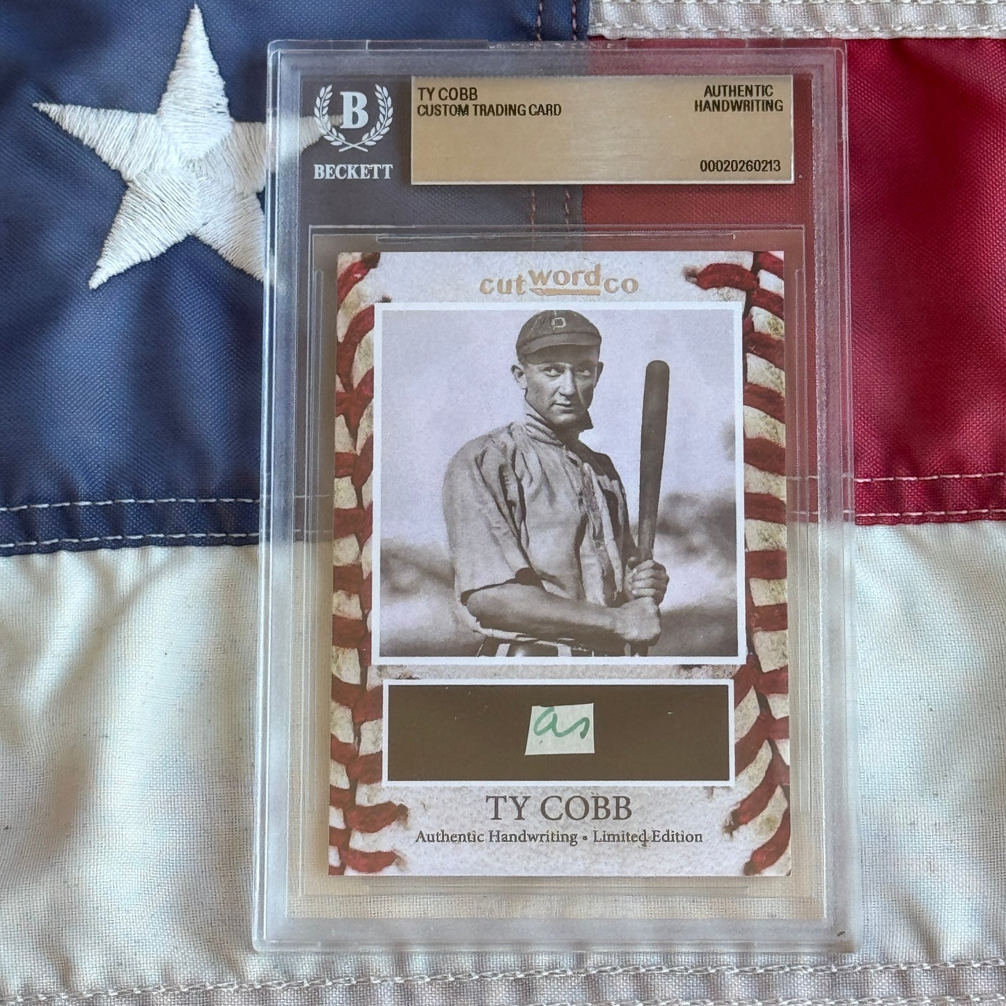 Ty Cobb Beckett Encapsulated Handwriting Removed from an Autograph Letter Signed